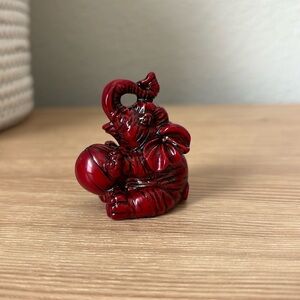 Elephant with trunk up for good luck red jade stone perfect for spiritual gifts